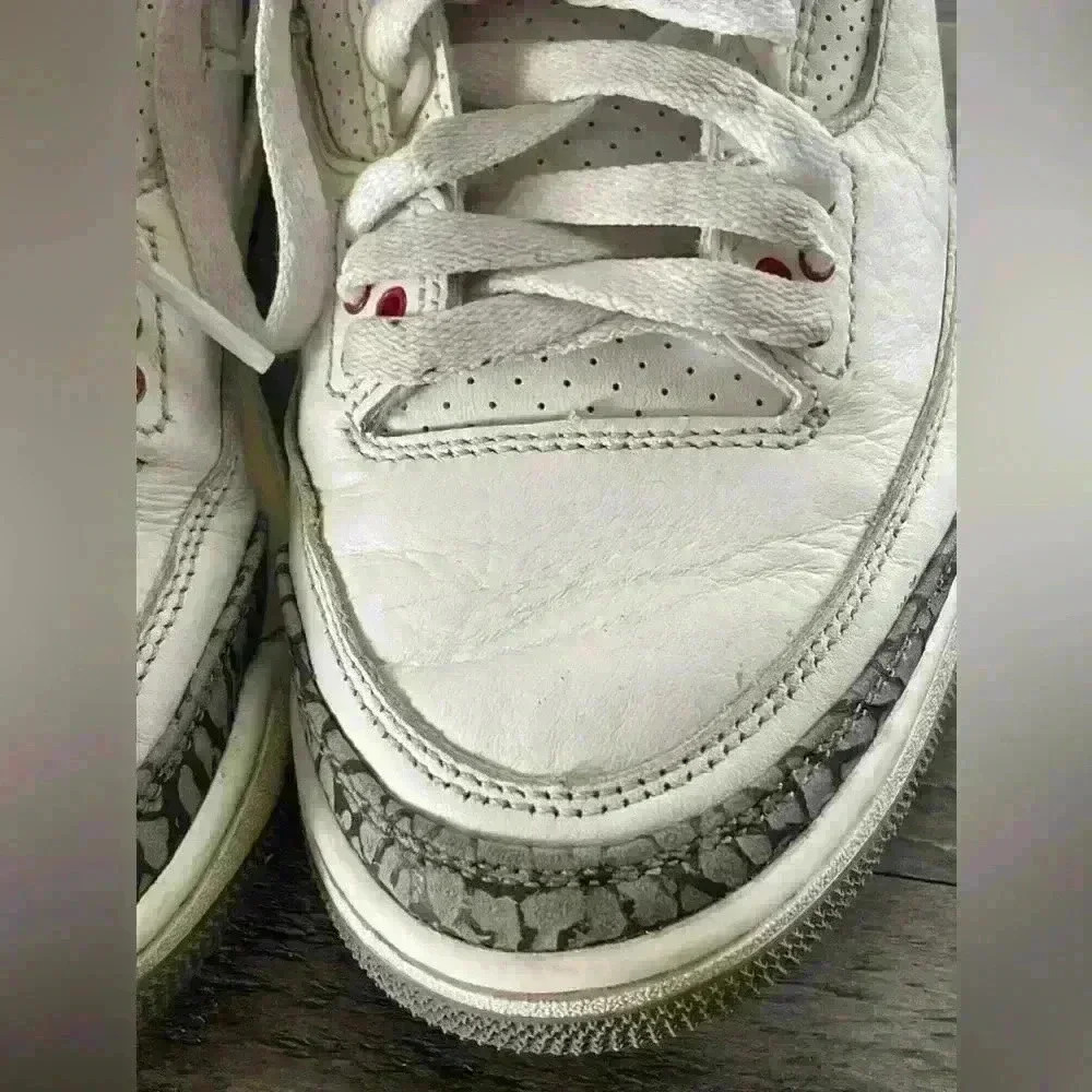 Nike Air Jordan 3 Reimagined Retro White Cement Lace Up Sneaker Kids 4 - Picture 8 of 11